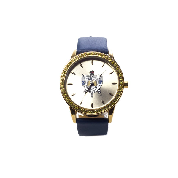 SGRho Leather watch w/ shield