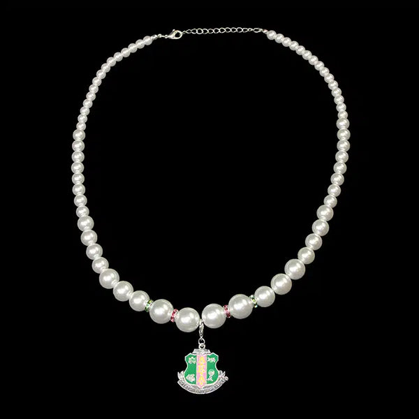 AKA Pearl Necklace w/ Shield