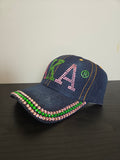 AKA denim rhinestone cap