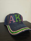 AKA denim rhinestone cap