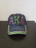 AKA denim rhinestone cap