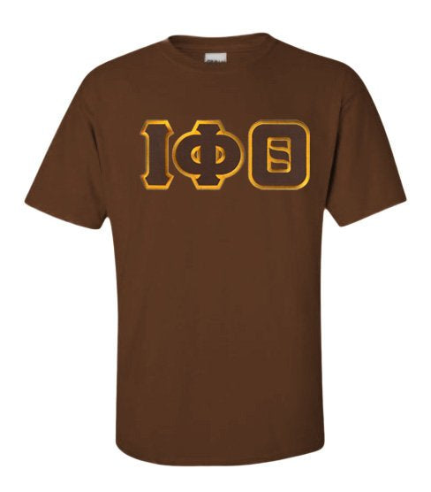 3 Letter Embroidered T-Shirt - Brown