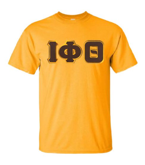 3 Letter Embroidered T-Shirt - Gold