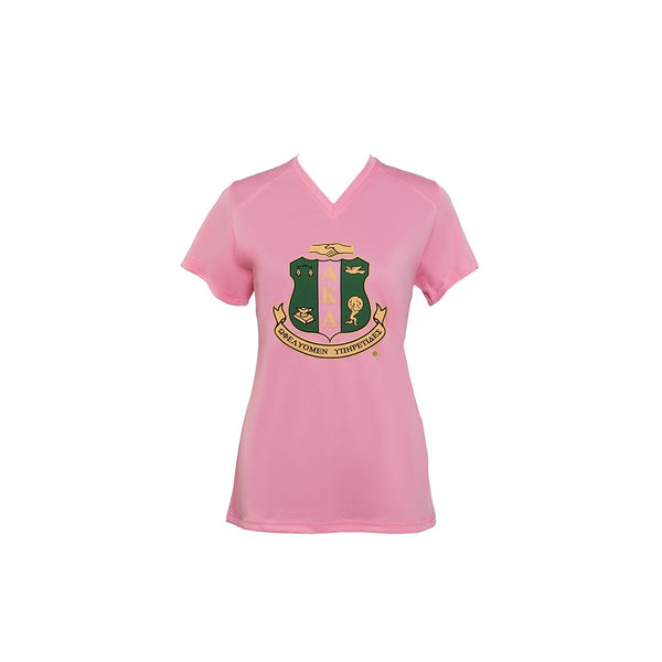 AKA High Performance T Shirt w Crest Black Greek Life LLC